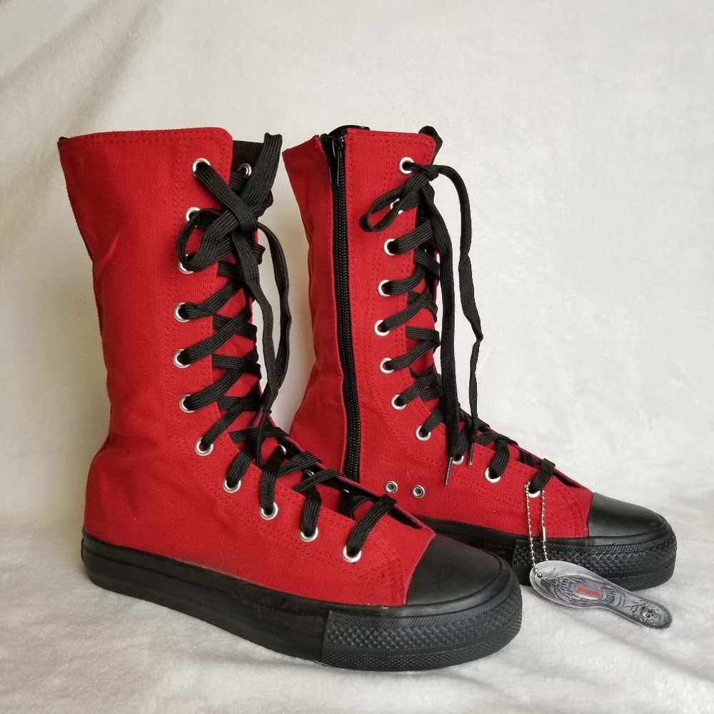 Demonia Deviant- 201 Canvas Calf Sneaker Boot